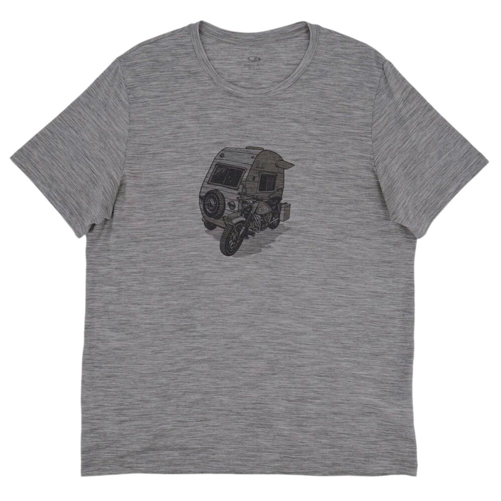 Icebreaker Men's Merino 150 Tech Lite Short Sleeve Crewe Road Trip Camper Gray L